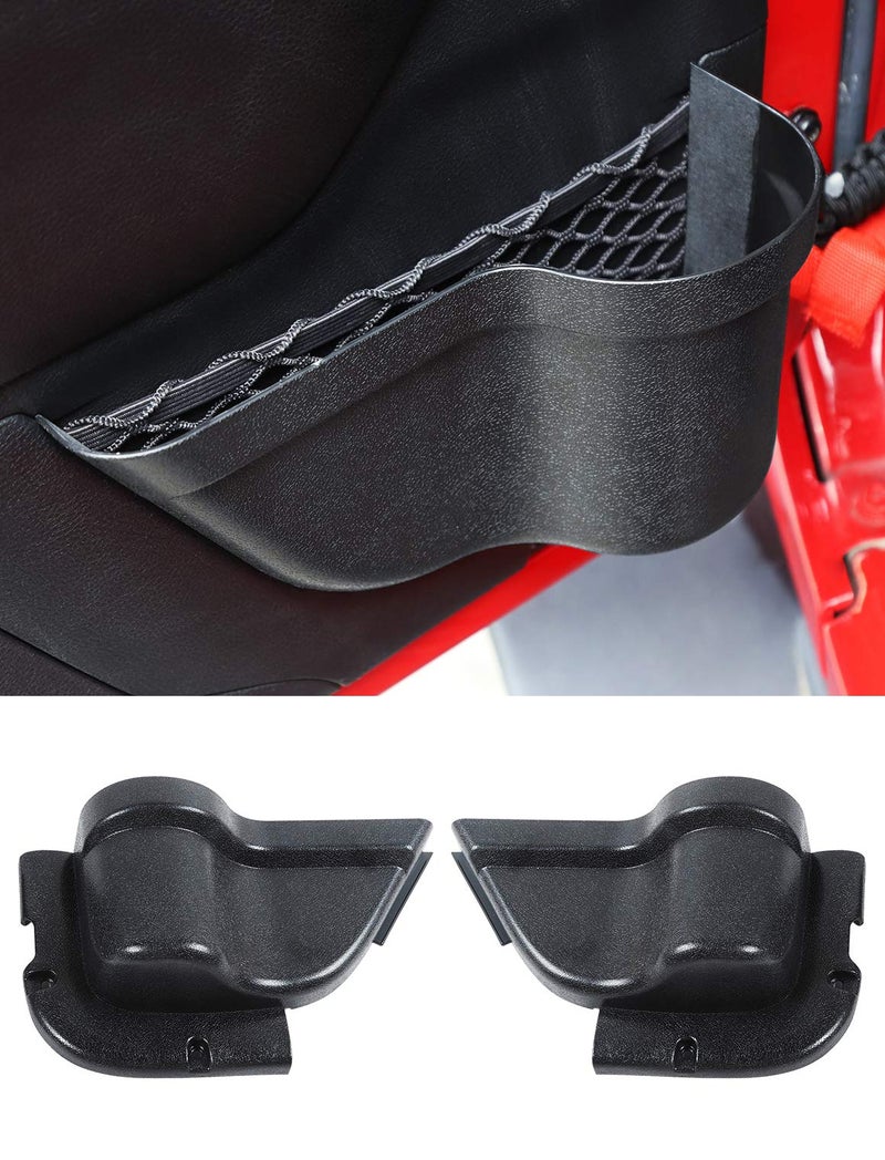 Savadicar DP3 جيوب تخزين الباب الأمامي، صندوق منظم لإدخال الباب الجانبي لـ 2011-2018 Jeep Wrangler JK JKU 2/4 ملحقات توسيع التخزين الداخلي باللون الأسود قطعتين - Image 1